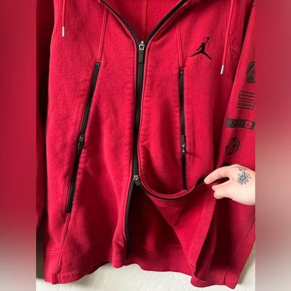 Jordan Jumpman RARE Red and Black Fleece Zip Sweatshirt Hoodie - Picture 4 of 9